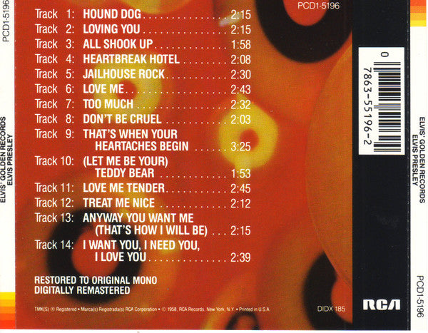 Elvis Presley : Elvis' Golden Records (CD, Comp, Mono, RM)