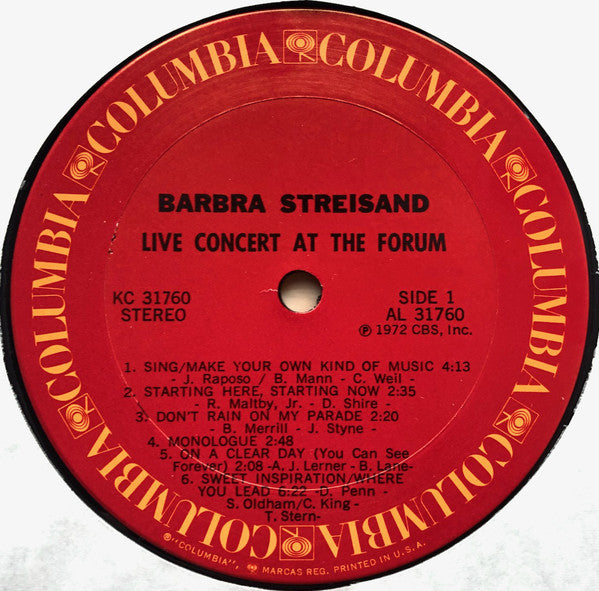 Barbra Streisand - Live Concert At The Forum (LP) (G+) - Endless Media