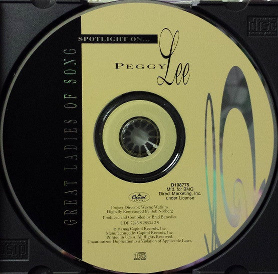 Peggy Lee - Spotlight On...Great Ladies Of Song (CD) (VG) - Endless Media