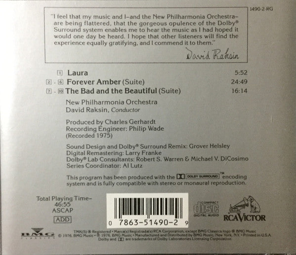 David Raksin, New Philharmonia Orchestra : David Raksin Conducts His Great Film Scores (CD, Album, RE)
