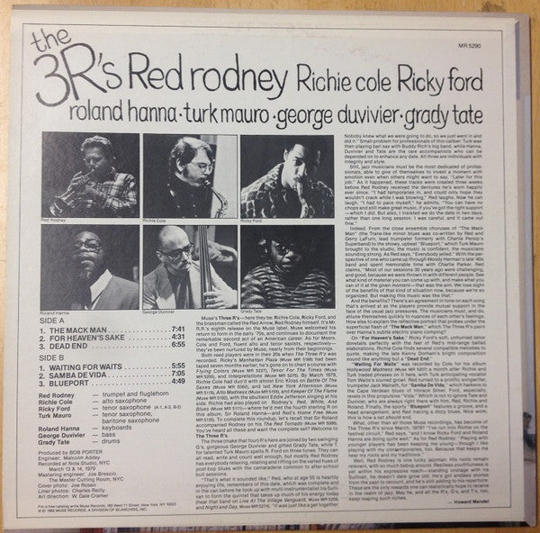 Red Rodney / Richie Cole / Ricky Ford - The 3 R's (LP) (VG+) - Endless Media