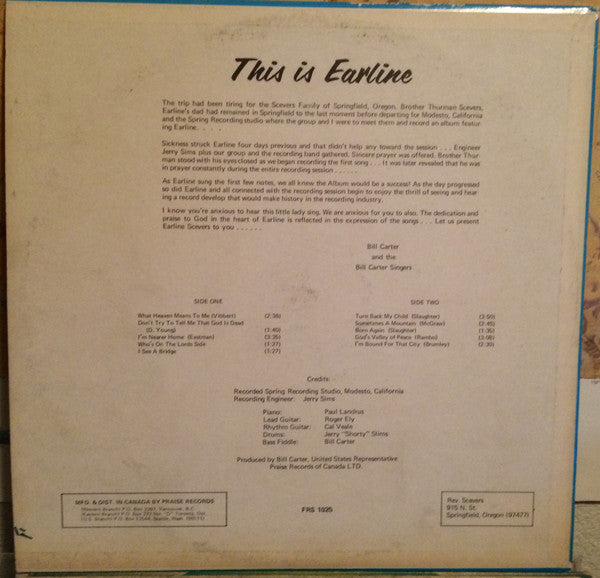 Earline Scevers - This Is Earline (LP) (G+) - Endless Media