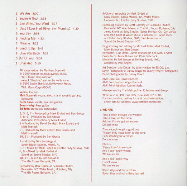 Vertical Horizon : Everything You Want (CD, Album, Son)