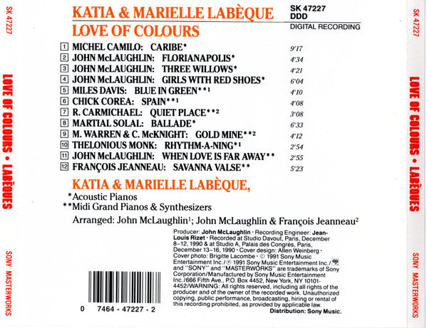 Katia Et Marielle Labèque : Love Of Colours (CD, Album)