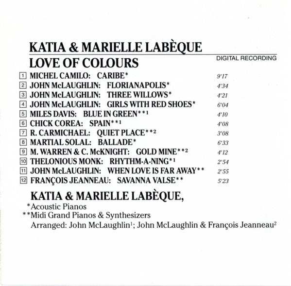 Katia Et Marielle Labèque : Love Of Colours (CD, Album)