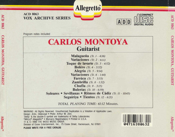 Carlos Montoya : Carlos Montoya: Guitarist (CD, Comp)