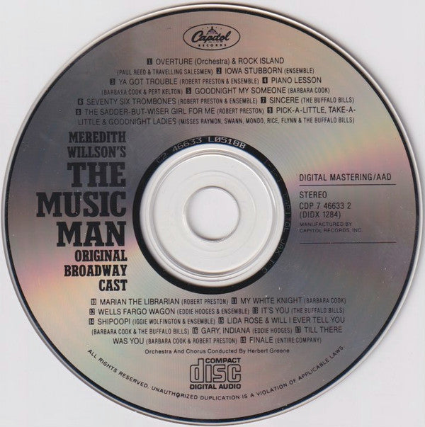 Meredith Willson : The Music Man (Original Broadway Cast) (CD, Album, RE)