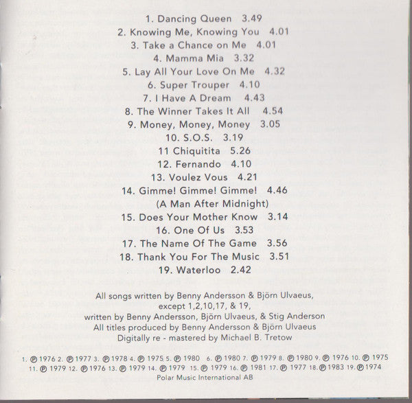 ABBA : Gold (Greatest Hits) (CD, Comp, RE, RM, PMD)