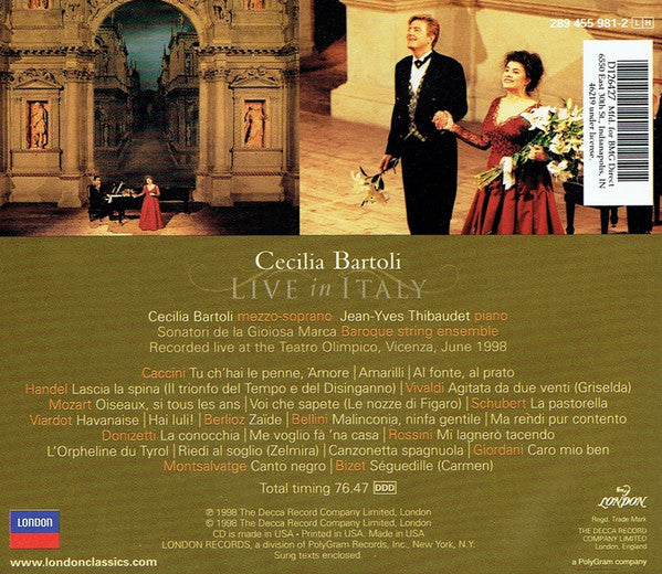 Cecilia Bartoli, Jean-Yves Thibaudet, Sonatori De La Gioiosa Marca - Live In Italy (CD) (VG+) - Endless Media