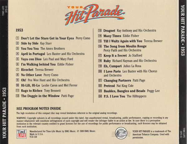Various : Your Hit Parade 1953 (CD, Comp, RM)