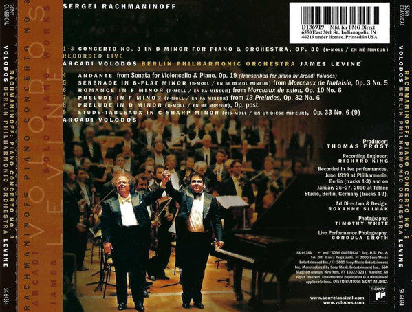 Sergei Vasilyevich Rachmaninoff – Arcadi Volodos, James Levine (2), Berliner Philharmoniker : Piano Concerto No. 3 • Solo Piano Works (CD, Album, Club)