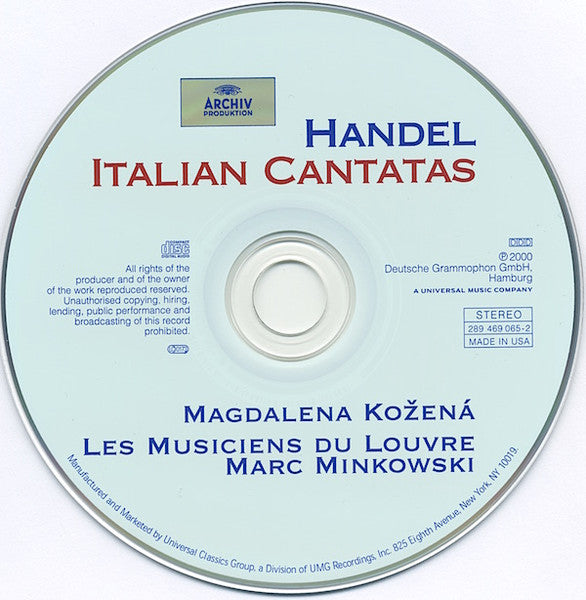Georg Friedrich Händel - Magdalena Kožená, Les Musiciens Du Louvre, Marc Minkowski : Italian Cantatas (CD, Album)