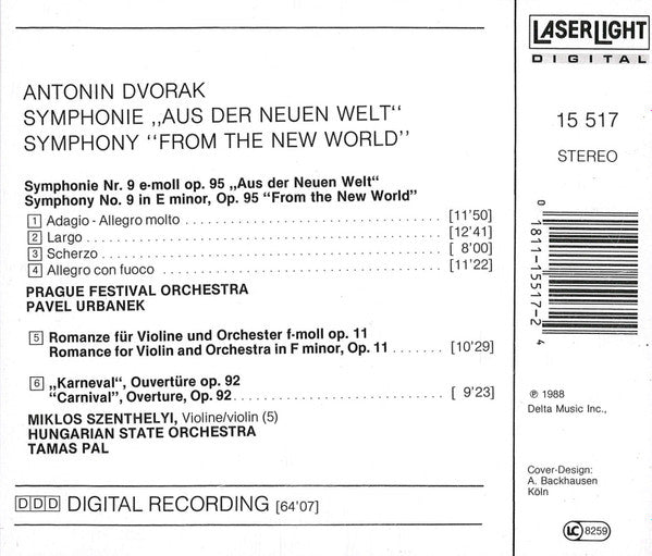 Antonín Dvořák - Prager Festivalorchester, Hungarian State Orchestra, Pavel Urbanek, Tamás Pál - Symphony No. 9 »From The New World« • Romance For Violin, OP. 11 • »Carnival« Overture (CD) (VG) - Endless Media