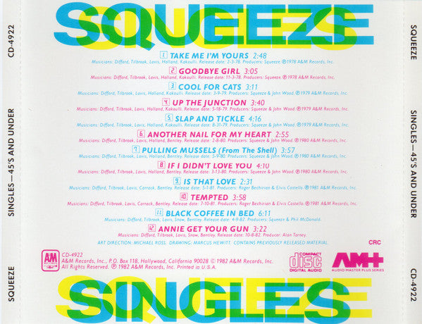 Squeeze (2) : Singles - 45's And Under (CD, Comp, Club, CRC)