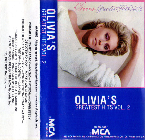 Olivia Newton-John : Olivia's Greatest Hits Vol. 2 (Cass, Comp)