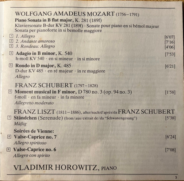 Vladimir Horowitz : Horowitz At Home (CD, Album)