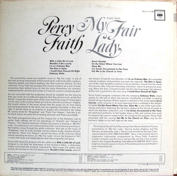 Percy Faith & His Orchestra - Music From "My Fair Lady" (LP) (VG) - Endless Media