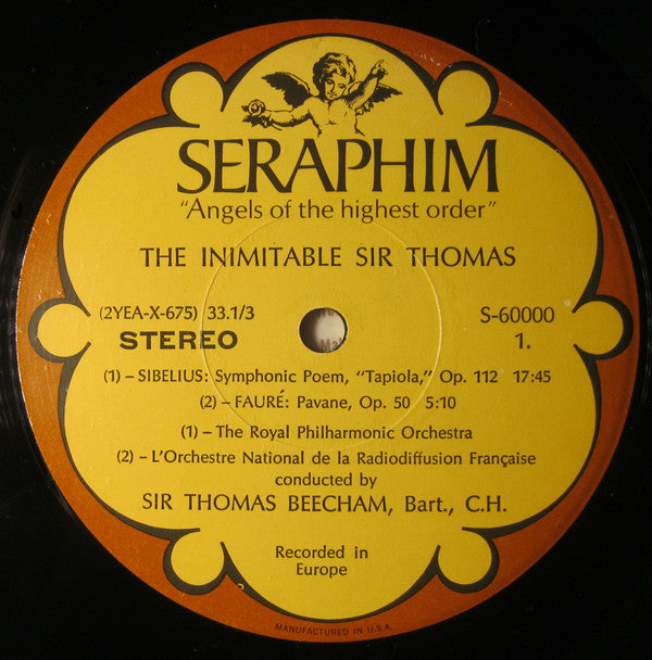 Sir Thomas Beecham, Royal Philharmonic Orchestra, Orchestre National De France - The Inimitable Sir Thomas (LP) (VG+) - Endless Media