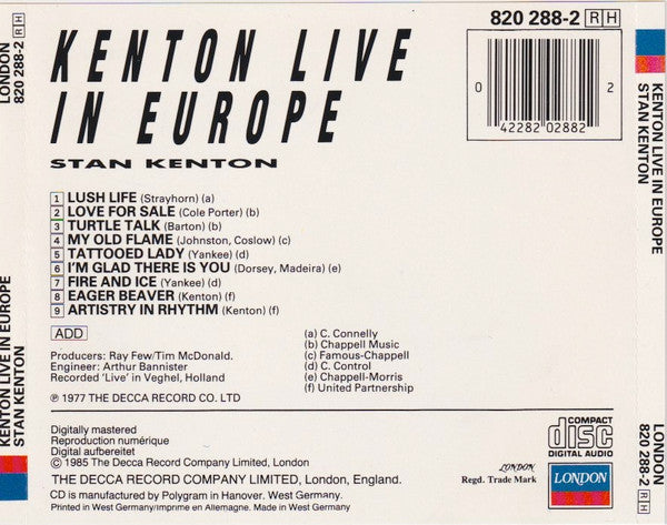 Stan Kenton : Kenton Live In Europe (CD, Album)
