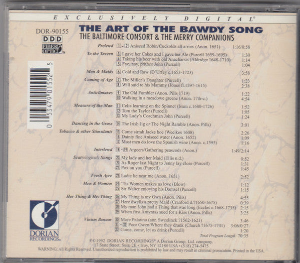 The Baltimore Consort And The Merry Companions : The Art Of The Bawdy Song (CD)