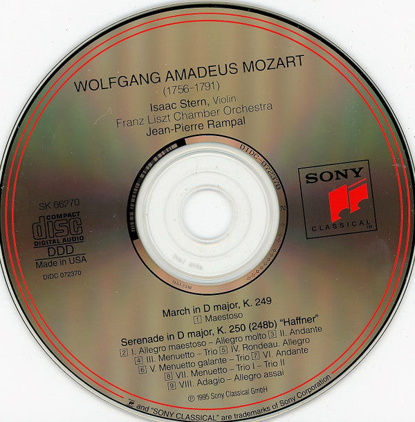 Wolfgang Amadeus Mozart - Isaac Stern, Liszt Ferenc Chamber Orchestra, Jean-Pierre Rampal : Haffner Serenade (CD, SBM)