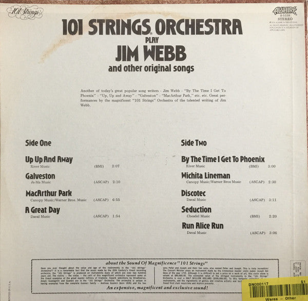 101 Strings : Play Jim Webb And Other Original Songs (LP, Album)