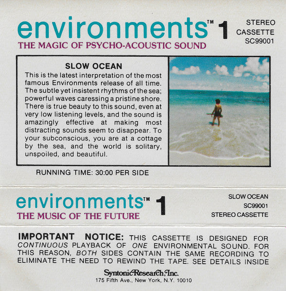 No Artist : Environments 1 (The Music Of The Future / The Magic Of Psycho-Acoustic Sound) - Slow Ocean (Cass)