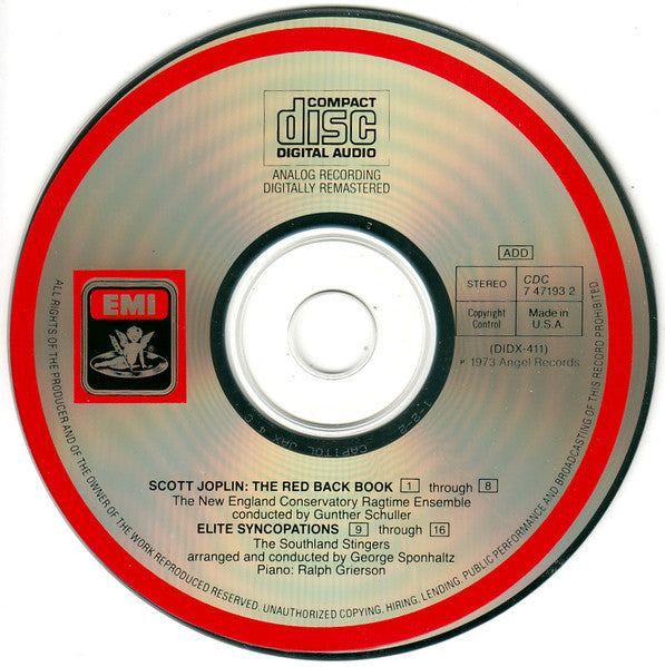 Scott Joplin - The New England Conservatory Ragtime Ensemble, The Southland Stingers : The Red Back Book · Elite Syncopations (CD, Comp, RE, RM)