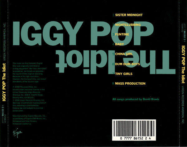 Iggy Pop : The Idiot (CD, Album, RE)