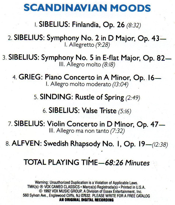 Simfonični Orkester RTV Ljubljana, Slovak Philharmonic Orchestra, London Symphony Orchestra, Baltimore Symphony Orchestra - Scandinavian Moods (CD) (VG+) - Endless Media