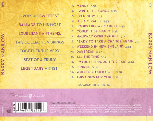 Barry Manilow : The Very Best Of Barry Manilow (CD, Comp, RE)