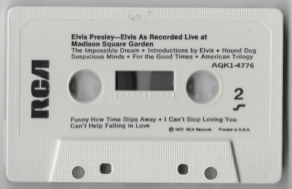 Elvis Presley : Elvis As Recorded At Madison Square Garden (Cass, Album, RE, Son)