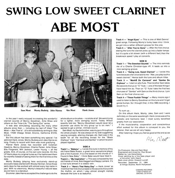 Abe Most : Swing Low Sweet Clarinet (LP, Album)