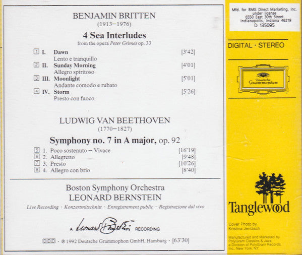Leonard Bernstein, Ludwig van Beethoven, Benjamin Britten, Boston Symphony Orchestra : The Final Concert (CD, Album, Club)