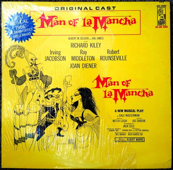 "Man Of La Mancha" Original Broadway Cast, Richard Kiley, Irving Jacobson, Ray Middleton, Robert Rounseville, Joan Diener - Man Of La Mancha (LP) (VG) - Endless Media