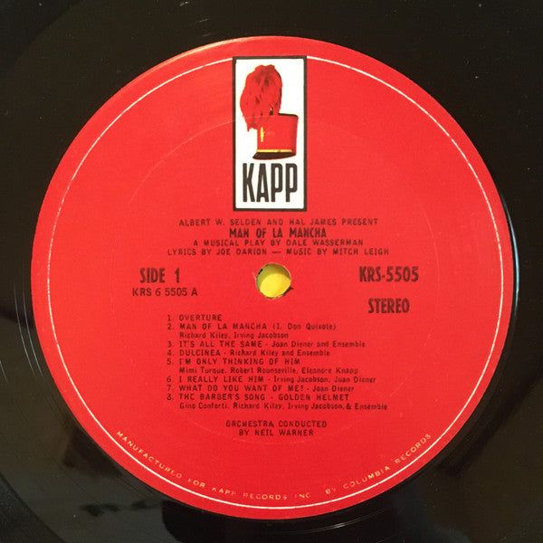"Man Of La Mancha" Original Broadway Cast, Richard Kiley, Joan Diener, Irving Jacobson, Robert Rounseville, Ray Middleton - Man Of La Mancha (LP) (VG+) - Endless Media