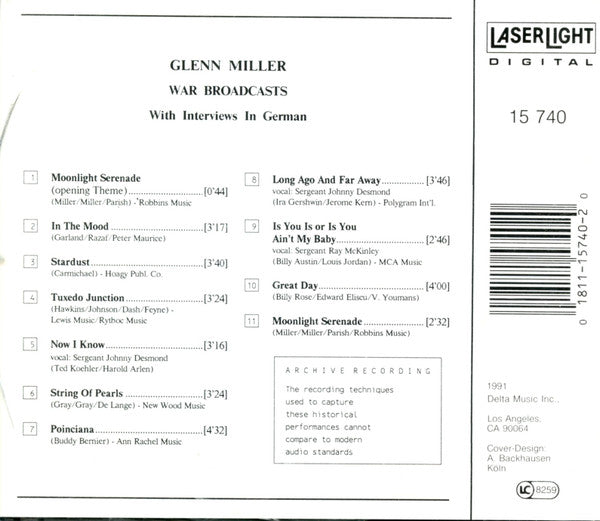 Glenn Miller - War Broadcasts With Interviews In German (CD) (VG+) - Endless Media