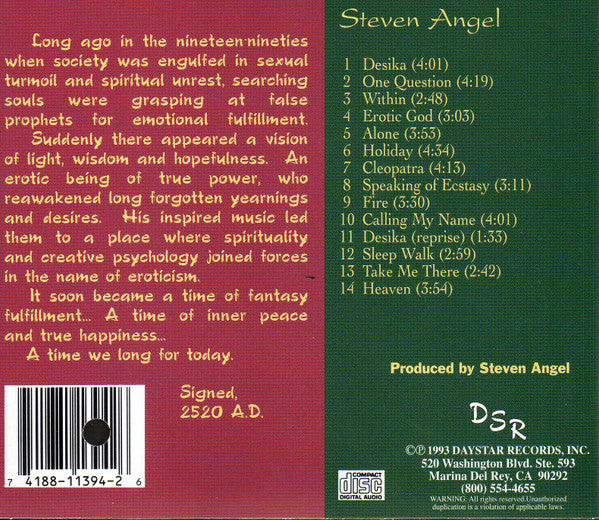 Steven Angel - The Erotic God (CD) (VG+) - Endless Media
