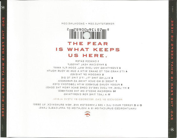 ZAO - The Fear Is What Keeps Us Here (CD) (M) - Endless Media