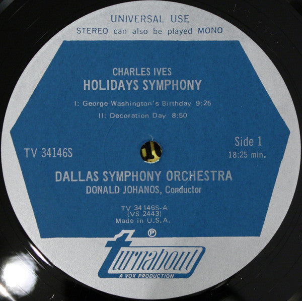 Charles Ives - Dallas Symphony Orchestra, Donald Johanos - Holidays Symphony (LP) (VG+) - Endless Media