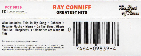 Ray Conniff - Ray Conniff Greatest Hits (Cassette) (VG+) - Endless Media