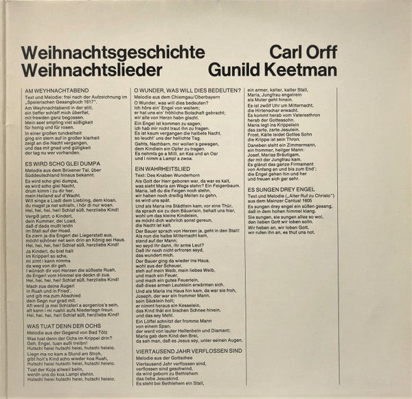 Carl Orff, Gunild Keetman, Salzburger Hirtenbuben, Tobi Reiser, Tölzer Knabenchor, Gerhard Schmidt-Gaden - Weihnachtsgeschichte • Weihnachtslieder (LP) (M) - Endless Media