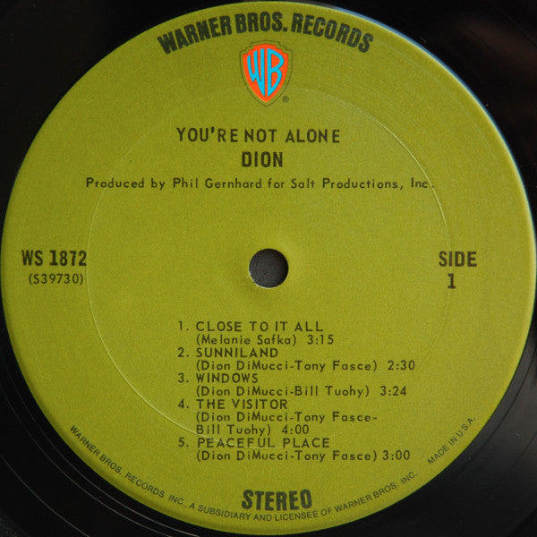 Dion  - You're Not Alone (LP) (VG+) - Endless Media