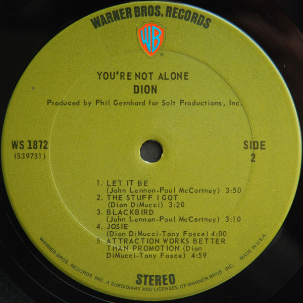 Dion  - You're Not Alone (LP) (VG+) - Endless Media