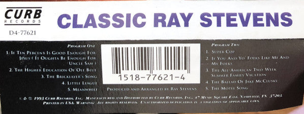 Ray Stevens - Classic Ray Stevens (Cassette) (VG+) - Endless Media