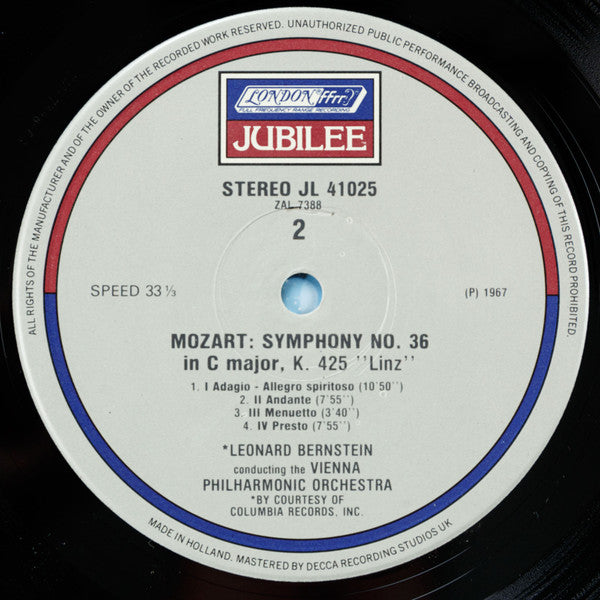 Leonard Bernstein Plays And Conducts Wolfgang Amadeus Mozart, Wiener Philharmoniker - Piano Concerto No. 15 In B Flat , K. 450 / Symphony No. 36 In C, K. 425 "Linz" (LP) (VG) - Endless Media