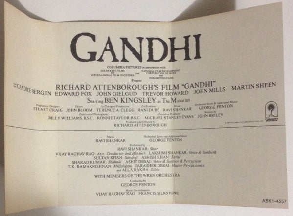 Ravi Shankar, George Fenton - Gandhi - Music From The Original Motion Picture Soundtrack (Cassette) (VG+) - Endless Media