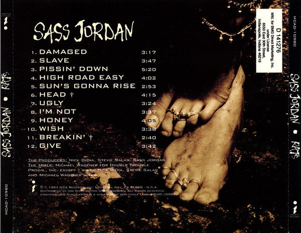 Sass Jordan - Rats (CD) (VG+) - Endless Media