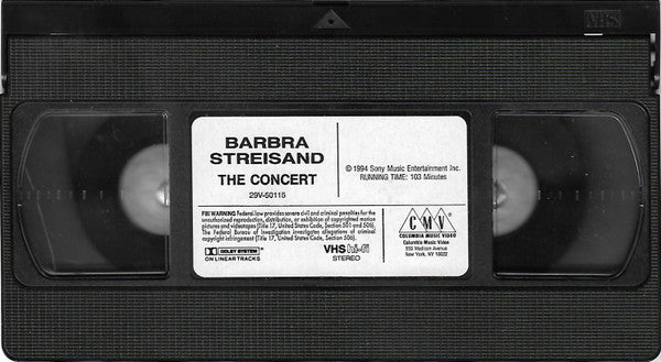 Barbra Streisand - The Concert (Live At Arrowhead Pond, Anaheim, July 1994) (VHS) (G+) - Endless Media