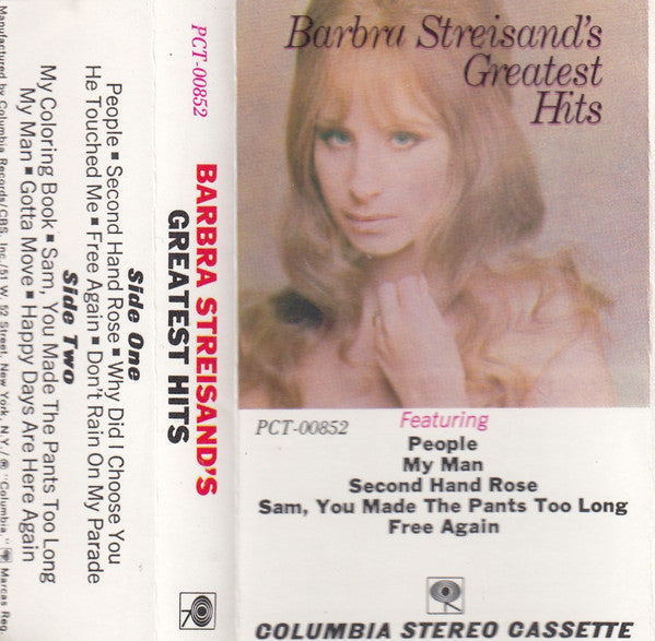Barbra Streisand - Barbra Streisand's Greatest Hits (Cassette) (VG+) - Endless Media